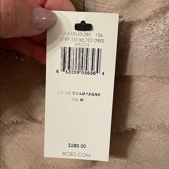 NWT BCBGMaxazria Medium Strapless Dress Champagne - Picture 2 of 15
